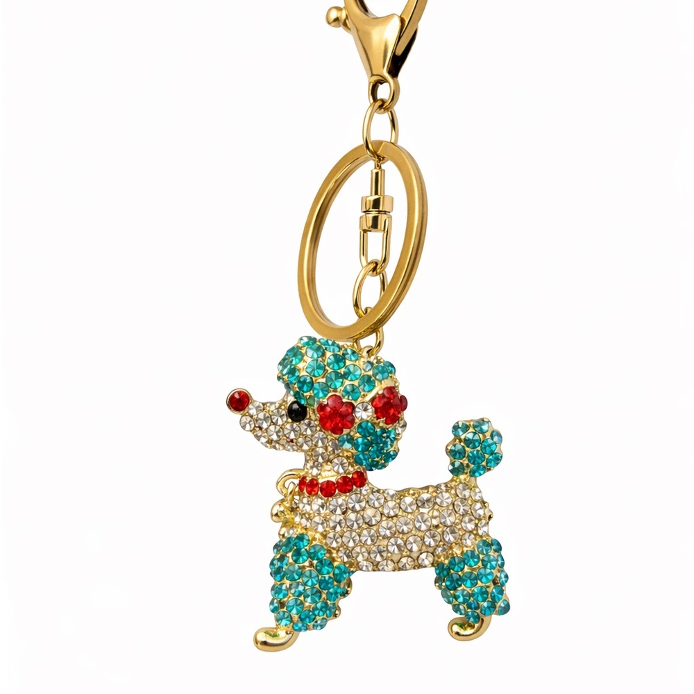 Poodle Rhinestone Key Chain/Bag Charm - Picture 3 of 3